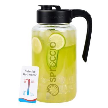 Imagem de Spreccio Jarra de vidro borossilicato com tampa, frasco de vidro de 1,8 g, tampa hermética à prova de vazamento, frasco de vidro para chá solar para uso externo, leite materno, bebida fria, café e chá