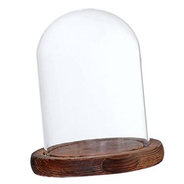 Imagem de BLWOTMOR Cloche de Vidro com Cúpula E Base de Madeira para Suporte de Paisagem Floral, Castanho B, Tamanho real