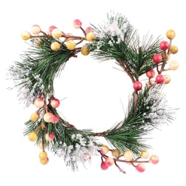 Imagem de DIYEAH Guirlanda de Resina Artificial Redonda, Decorativa, Estilo Romã Vermelha, 7,87 Polegadas, para Decoração de Porta de Casamento (rosa E Branco)