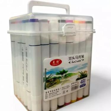 Imagem de Kit Canetinha c/ 48 Marcador Permanente c/Estojo Organizador