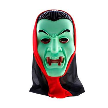 Imagem de Mascara Halloween Drácula Verde Com Capuz Preto e Vermelho - Evolution