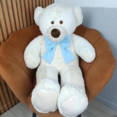 Imagem de Urso pelúcia 50 e 100cm com laço removível - cor baunilha - Mini fofos