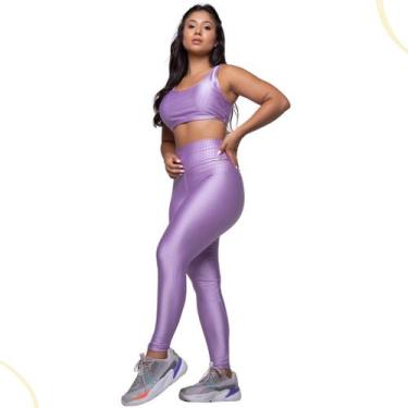 Imagem de Conjunto Fitness Top/Legging Malha Canelado Poliéster - C&M Fitness, L