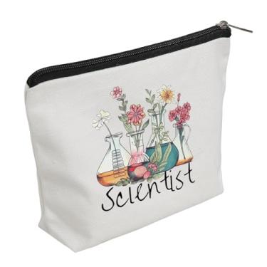 Imagem de WZJHCL Bolsa de maquiagem para ciências de laboratório, copos florais, química, professor, laboratório, cientista, kit cosmético, bolsa feminina na ciência, Cientista, Tendência