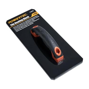 Imagem de POWERTEC Bloco de batimento de azulejos para azulejos e lajes de grande formato - batedor de azulejo com base de borracha de 35,5 cm x 14,5 cm para instalação de piso e parede - Ferramenta manual