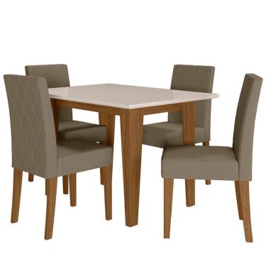 Imagem de Sala de Jantar Kate 90x90 Com Vidro 4L Cadeiras Jade Poliman Móveis