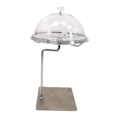 Imagem de IEUDNS Prato para bolo, bandeja de degustação de supermercado, conveniente, transparente, com tampa, prato para servir doces, sala de jantar, festas, com Suporte