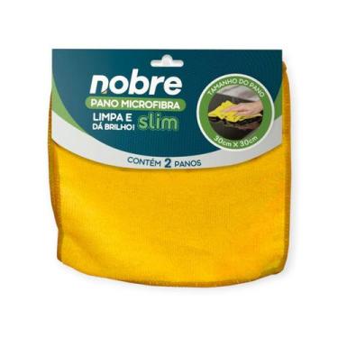 Imagem de Pano microfibra 30x30cm (pct c/ 2 un) amarelo Slim - Nobre