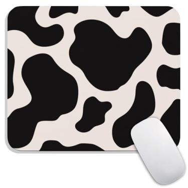 Imagem de Armanza Mouse pad quadrado preto e branco estampa de vaca, design personalizado de tapete de mouse personalizado com textura premium, tecido de lycra lavável para mousepad com base de borracha antiderrapante para mouse sem fio