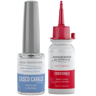 Imagem de Kit 1 Base Protetora 8ml + 1 Amolecedor De Cutículas 30ml Casco Cavalo