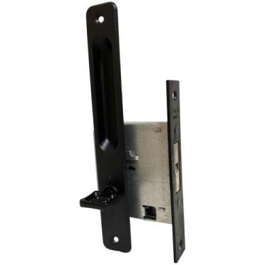 Imagem de Fechadura Pado Porta de Correr Banheiro Concha Embutir Preta
