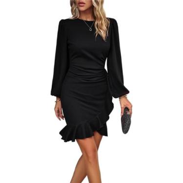 Imagem de Vestido de cocktail, elegante saia longa com babados para mulheres - Y