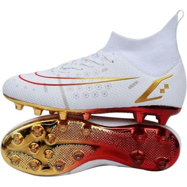 Imagem de Tênis de futebol masculinos de futebol com pontas longas, couro e borr
