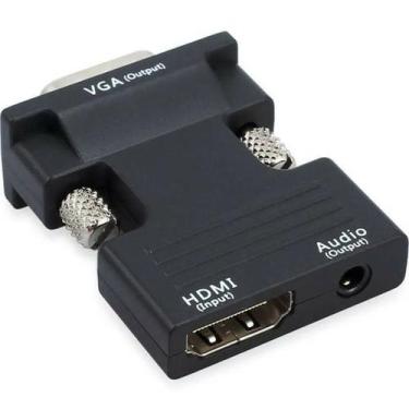 Imagem de Adaptador HDMI fêmea para VGA macho com saída de áudio - preto - Omkar