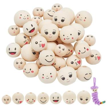 Imagem de Miçangas de madeira PandaHall Smiling Face 20/25/30 mm para artesanato