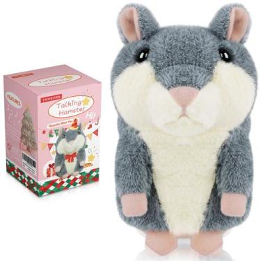 Imagem de Brinquedo Talking Hamster TWORIVER para crianças de 2 a 4 anos, cinza