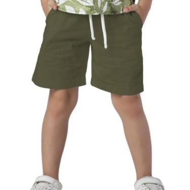 Imagem de Bermuda Infantil Menino Sarja Verão Militar Basic Casual - VRASALON, 8