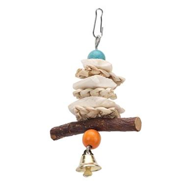 Imagem de GLOGLOW Osso de Pássaro, Osso de Choco, Papagaio, Brinquedo de Mastigar Com Sino, Brinquedo de Suspensão Enriquecedor para Periquitos e Calopsitas (15cm)