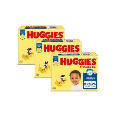 Imagem de Kit 3 Fralda Huggies Proteção Dia Tamanho XXG 24 Unidades Descartáveis