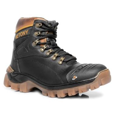 Imagem de Bota Couro com Biqueira PVC Masculina em Couro Legítimo, Cano Alto (Preto 02, Padrão, BR, Adulto, Numérico, 38)