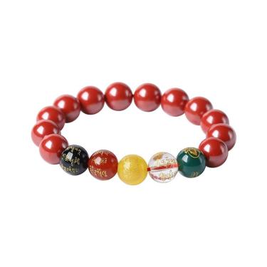 Imagem de Pulseira Cinnabar com miçangas Five-Luck 12mm Imperial Red S