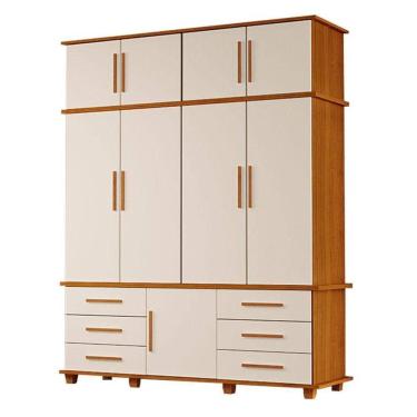 Imagem de Guarda Roupa Casal Londres 4 Portas Freijó Off White - Luapa Móveis