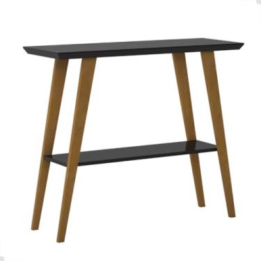 Imagem de Aparador de Sala Buffet para Hall de Entrada, Cantinho do Café ou Cozinha – Pés de Madeira Maciça e Tampo MDF com Pintura UV – 92x77,4x33 cm(Preto)