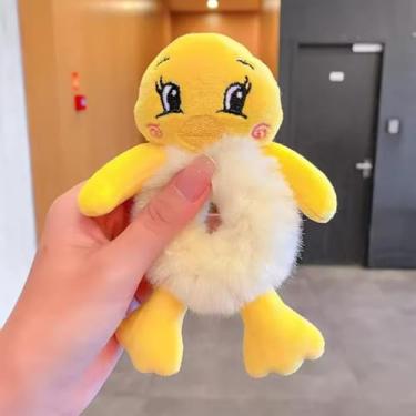Imagem de 1 peça de laço de cabelo feminino sapo de pelúcia laços de cabelo fofo engraçado faixa de cabelo elástico para mulheres rabo de cavalo penteado (pato)