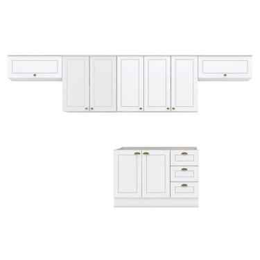 Imagem de Cozinha Modulada Americana 5 Peças Com Armário 2 Portas 80cm Branco - Henn