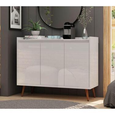 Imagem de Buffet Aparador Retrô Clássico 3 Portas Branco Gloss - Moveisaqui
