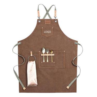 Imagem de Avental com logotipo personalizado com anel, suporte de toalha, poliés