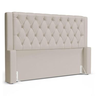 Imagem de Cabeceira Atena Para Cama Box Queen Size 160cm Capitonê Com Frame Suede Bege Claro - Abmaza