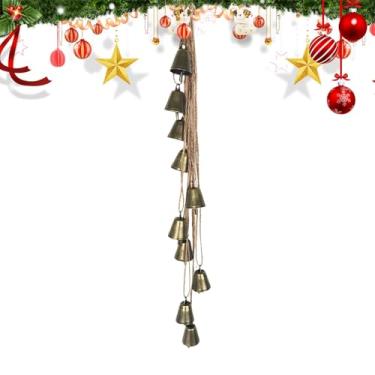 Imagem de Enfeites de sino de Natal, sinos para guirlanda de Natal | Guirlanda de Natal enfeites de Jingle Bells com corda de juta | Sino de vaca decorativo, sinos de ouro internos e externos para jardim ao ar