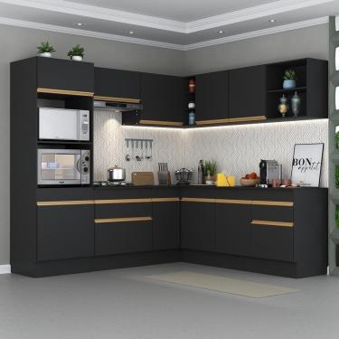 Imagem de Cozinha Completa De Canto Mp2080 Com Armário E Balcão Preta