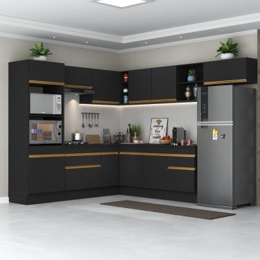 Imagem de Cozinha Completa De Canto Mp2083 Com Armário E Balcão Preta