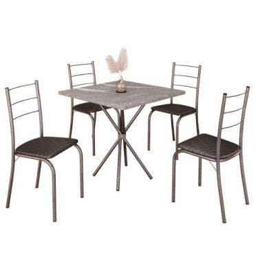 Imagem de Conjunto de Mesa Móveis Teixeira Maricá com 4 Cadeiras 70cmx70cm - MOV