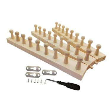 Imagem de Esquirla Tear de tricô manual para mantas grossas, tear de pregos de madeira, estrutura de tecelagem de tamanho ajustável para artesanato com fios, ideal para