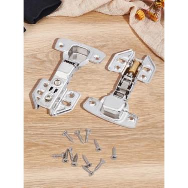 Imagem de 2 conjuntos de dobradiças de porta, acessórios de porta e mesa de guarda-roupa de aço inoxidável com parafuso, dobradiças de armário com moldura frontal de fechamento automático para acessórios de