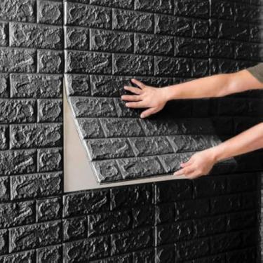 Imagem de Paineis de parede decorativos, autocolantes, superficie tridimensional, absorcao de som, preta, tamanho grande, funcional
