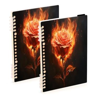 Imagem de Burbuja Cadernos Valentine Firing Rose, papel pautado universitário A5 com 60 folhas, fichário para diário, escritório, 2 unidades