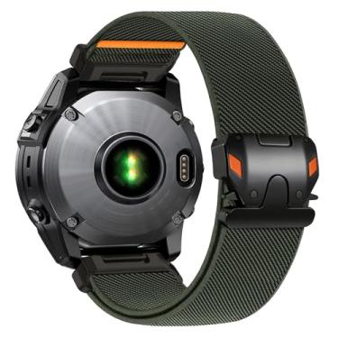 Imagem de Zspoly Pulseira elástica de nylon de 26 mm para Garmin Fenix 8 51 mm/6x/5x/7x, pulseira de tecido macio ajustável com fivela de paraquedas estilo mecânico para Garmin Fenix 5X Plus/6X Pro/3/3 HR
