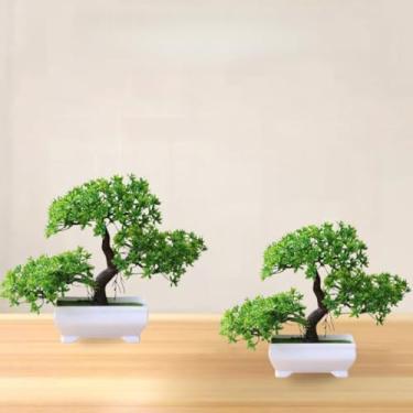 Imagem de Genérico, Kit 2 Bonsai Nuvem Artificial Plástico Realista Natural Pinho Bonsai para Decorações