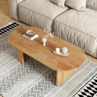 Imagem de Wooden Square Coffee Table, Large Solid Wood Tabletop, Stable Solid Wood Feet, Rounded Corners, Suitable Height, Suitable for Study, Living Room and Bedroom(Yellow,100 * 50 * 40cm/39 * 20 * 16in)