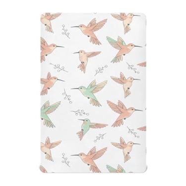 Imagem de Burbuja Lençol de berço de pássaros para meninos e meninas, lençol com elástico 71 x 132 cm para colchões de berço padrão e infantil, macio e respirável