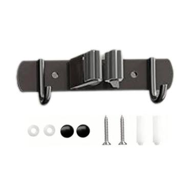 Imagem de YWJLQH Suporte de parede para vassoura e esfregão em aço inoxidável, multifuncional, antiderrapante, ideal para casa, banheiro, lavanderia e cozinha, 1 Suporte, 2 Ganchos