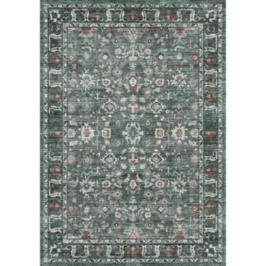 Imagem de TOPRUUG Tapete de entrada 5 x 10 cm: corredores laváveis para cozinha - tapete de porta ultrafino antiderrapante entrada interna - tapete pequeno resistente a manchas para banheiro (verde escuro multi