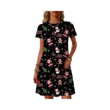 Imagem de Vestido Longo Com Estampa De Árvore De Natal Vermelha E Dourada Para M