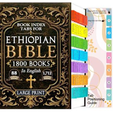 Imagem de Guias de livro para a Bíblia etíope restaurada completa, 72 guias de índice laminadas codificadas por cores para impressão grande 88 livros de escrituras antigas, guia de alinhamento, durável