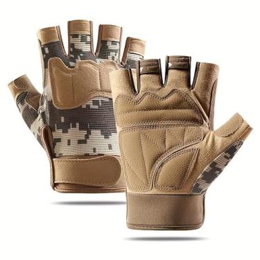 Imagem de Novo modelo de luvas de meio dedo para homens, adequadas para esportes ao ar livre, ciclismo e fitness, com recursos antiderrapantes.