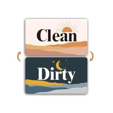 Imagem de Ímã de lava-louças dupla face, sinal limpo e sujo, indicador magnético reversível com ímã forte e adesivo de metal, etiqueta de organização de cozinha para máquinas de lavar louça, geladeiras e mais